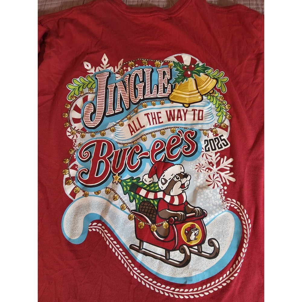 Buc-ee's 2025 Christmas Red T- Shirt "Jingle" XL Bucees - Picture 7 of 7